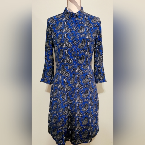 Beautiful Banana Republic Blue Paisley Shirt Dress size 4 - Picture 1 of 14